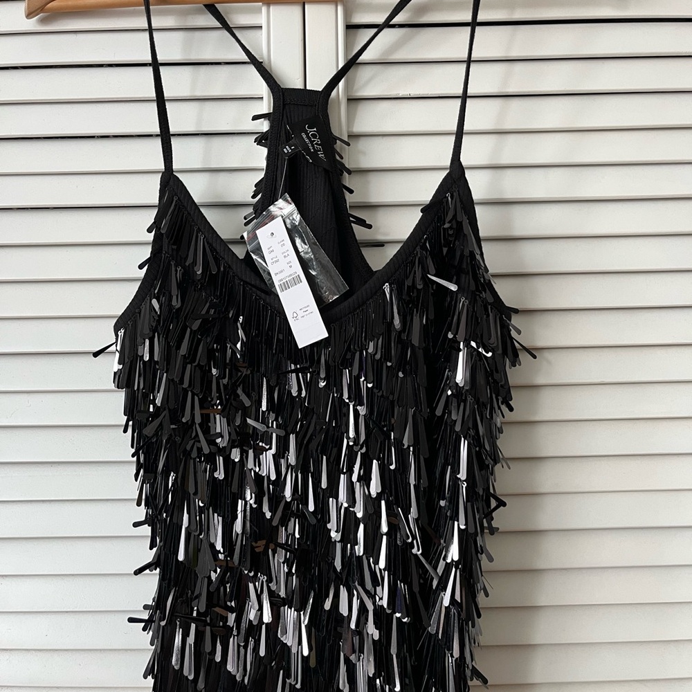 J. Crew Black Sequin Tank Top Perfect for the Holidays!